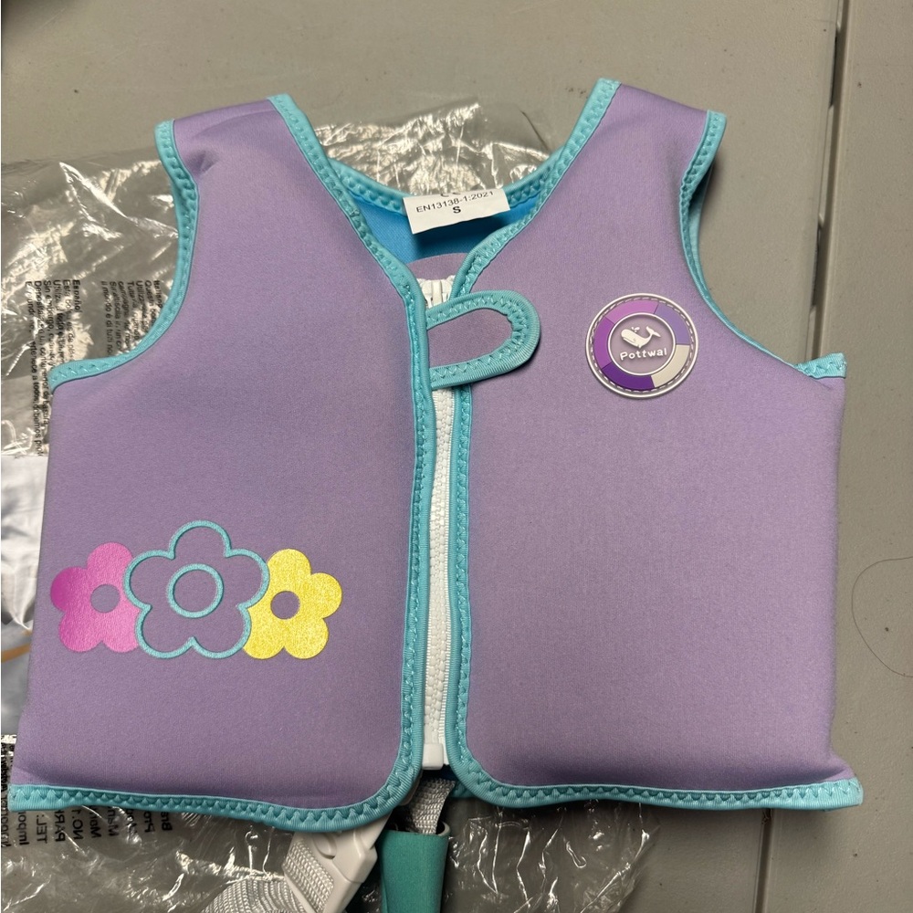 Purple Kids Swim Vest‎ with Flower Design